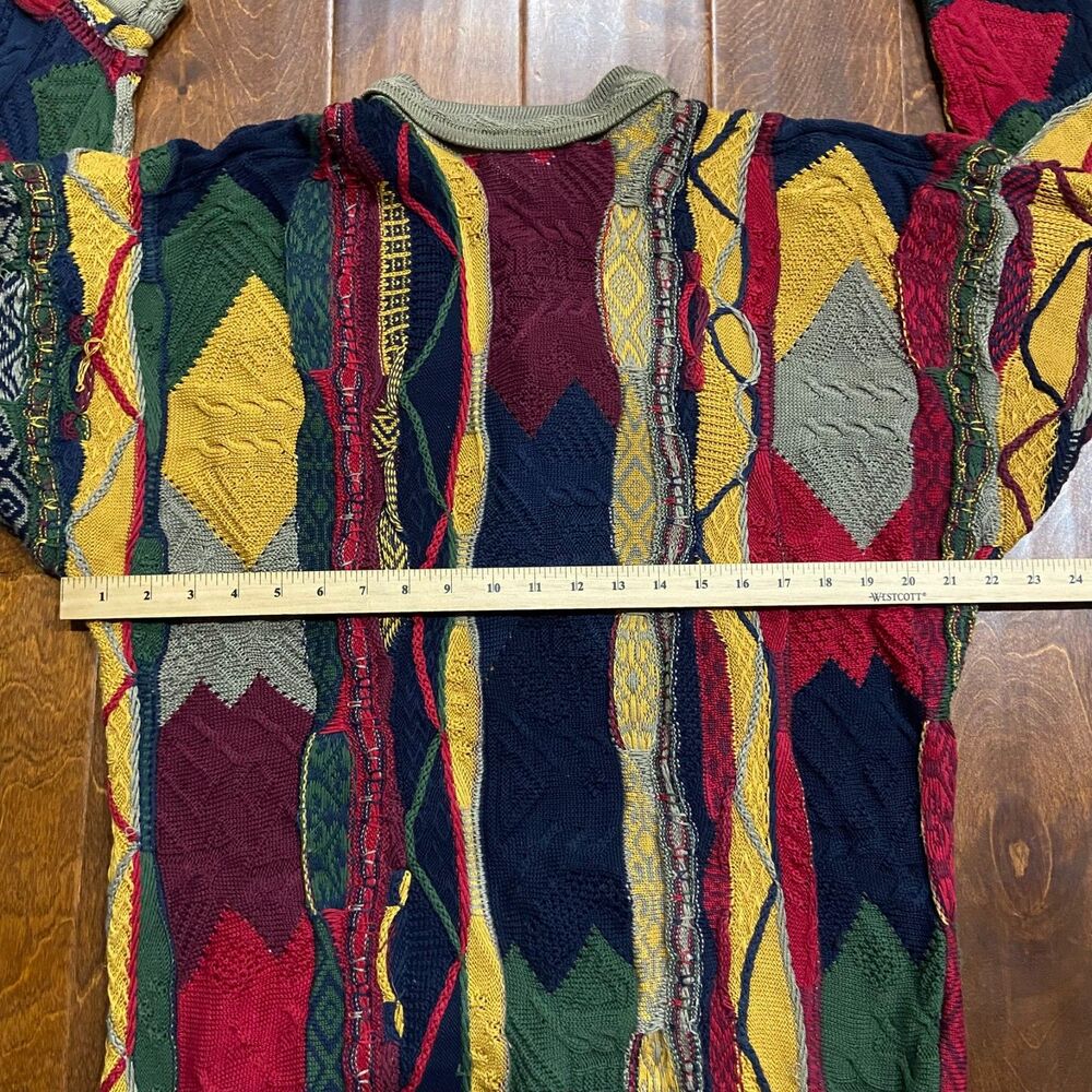Coogi Australia Vintage Y2K 3D Knit Multicolored Polo Sweater Men's Size Medium - Picture 8 of 9